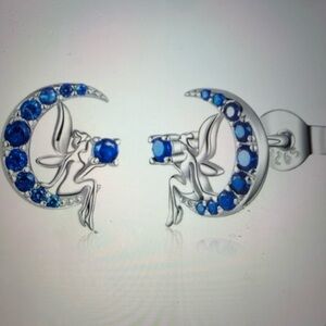 Sterling Silver Fairy Earrings with Blue Accents